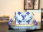 Grade Copy L---V Special Style Blue Leather Women‘s Handbag